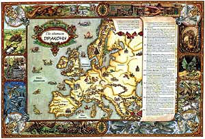 Карта Европы с указанием мест обитания драконов (382 kb)