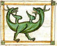 Амфисбена. Рисунок из средневекового бестиария (Harley 3244 f. 62, B.L.)
