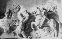 Коломб (Colombe) Мишель. рельеф «Святой Георгий, поражающий дракона» с
пейзажным фоном (мрамор, 1508—09, Лувр, Париж)