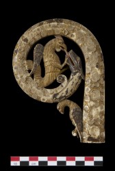 Head of crozier; ivory; volute: octagonal in section; terminating in serpent's or dragon's head; within volute: cockatrice bites monster's tongue
1150-1200