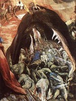 Левиафан. Врата ада в виде пасти левиафана. Фрагмент картины Эль Греко Сон Филиппа II. 1579. Эскориал (Испания)