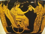 Triptolemus riding a winged chariot, Athenian red-figure skyphos C5th B.C., British Museum