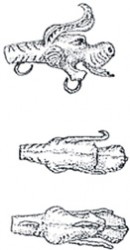 Гривна и навершие гривны в виде головы дракона из могильника Михайловский, в Алтае (прорисовка)