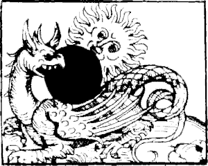 Лунное затмение с драконом 
(гравюра из альманаха 1497г)